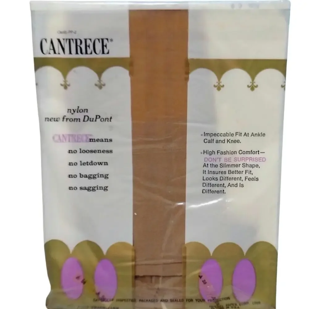 2 Packs 1960s Cantrece Suntan Size B Nylon Seamless Sheer Stockings New In Pack